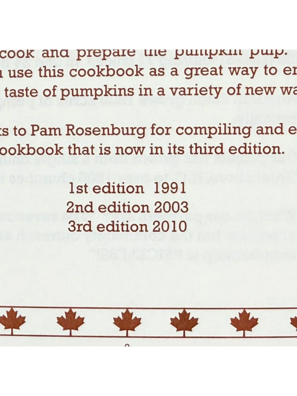 Pumpkin Patch Cookbook 3rd Edition 2010 Spiral-Bound Pumpkin Focused Recipes